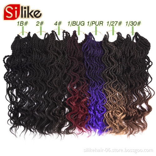 Wholesale Price 14" Curly Senegalese Twist 7 colors Crochet Hair Synthetic  Crochet Braids Pre-Twisted Flashy Curly End
